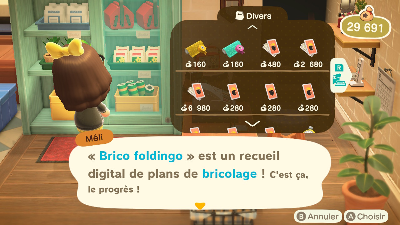 Animal Crossing New Horizons Bricolage tous azimuts et Brico Foldingo, plans de bricolage